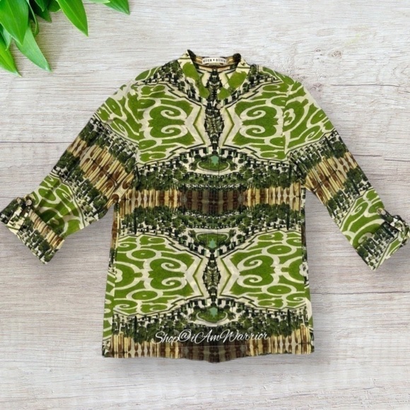 Alice + Olivia mirrored botanical garden silk blouse *shop@iamwarrior - Picture 10 of 16